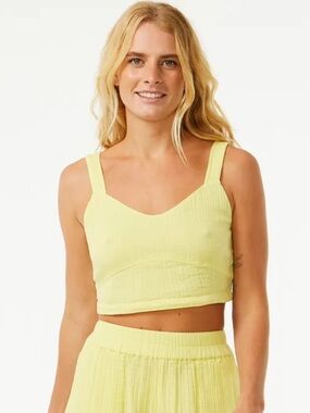 Rip Curl 100% cotton gauze Neon Yellow Smocked Tank